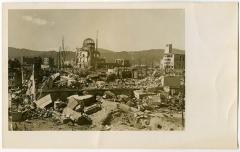 A old photo of a destroyed city,