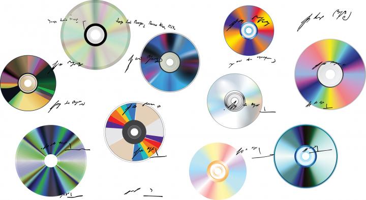 A picture of many CDs