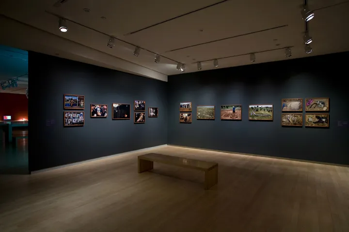 A moody photography exhibition.